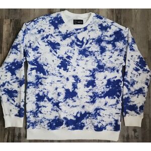 Original Use Sweatshirt Mens Small Blue White Tie Dye Cloud Print Crewneck